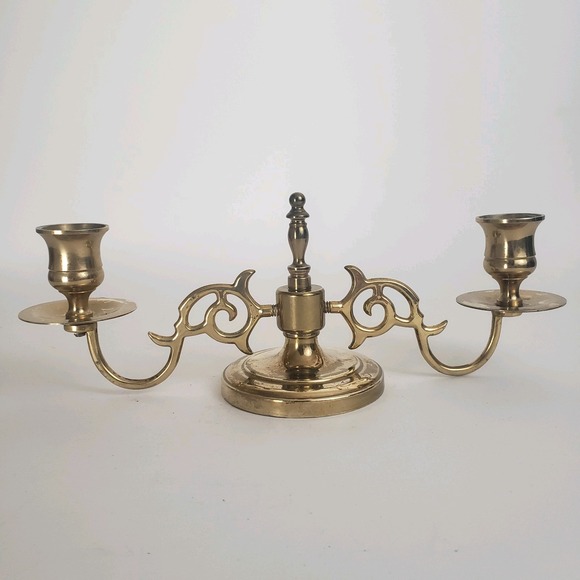 VTG Baldwin Brass 2 Arm  Candelabra For Mantle Or Centerpiece 11" Wide. Nice - Picture 1 of 9